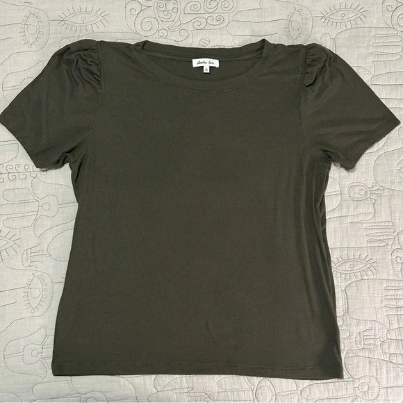 Another Love Siena Rib Shirred Top Cypress Size Large - Picture 3 of 9